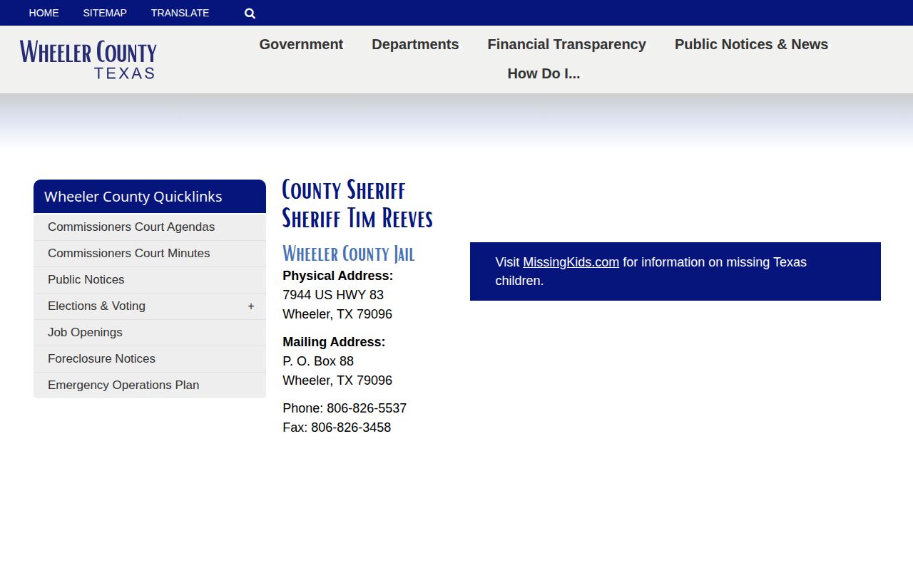Wheeler County released inmate mugshot sheriff records source