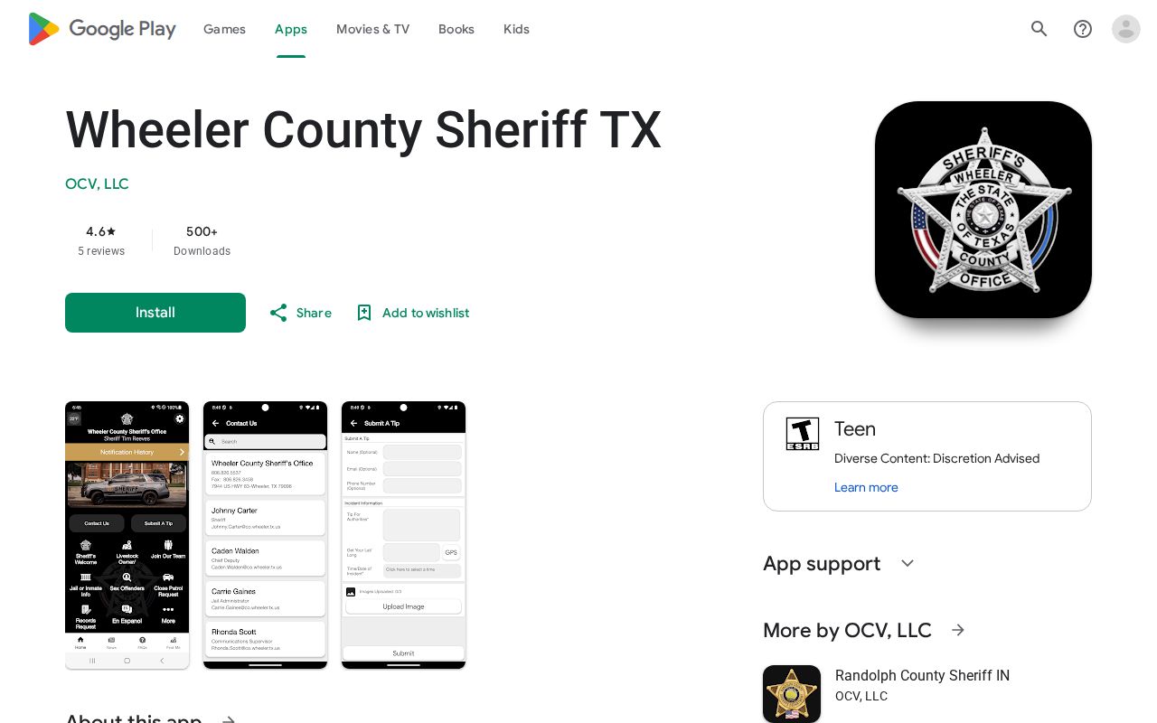 Wheeler County Sheriff app source for possible 72-hour release clues